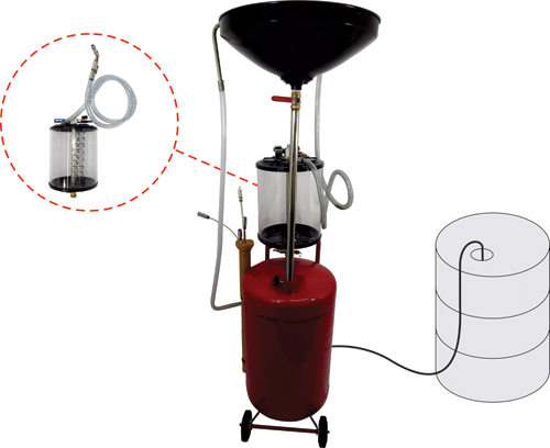 Equipamento para troca de óleo à vácuo ou gravidade